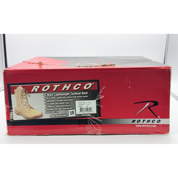 NWT Rothco V-Max Lightweight Tactical Boot Men\'s 5R Coyote Brown Lace Up Hiking